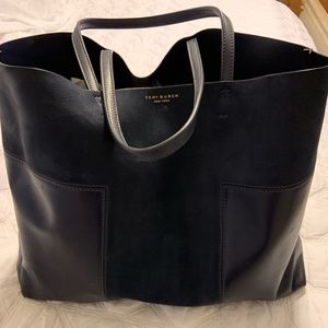 Navy Blue Tory Burch Tote Bag